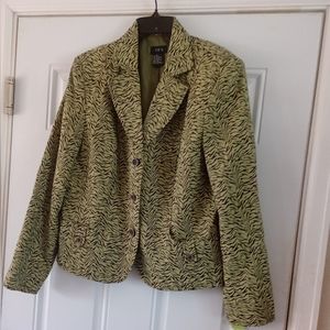 R•Q•T Green Career Church Casual Wedding Jacket Animal Print Blazer SZ 16